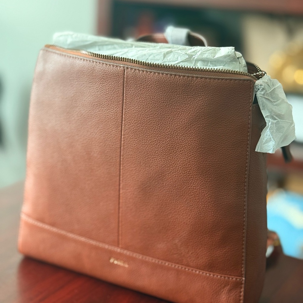 Brand NWT Fossil Tan Leather Bag/Backpack/Top Handle